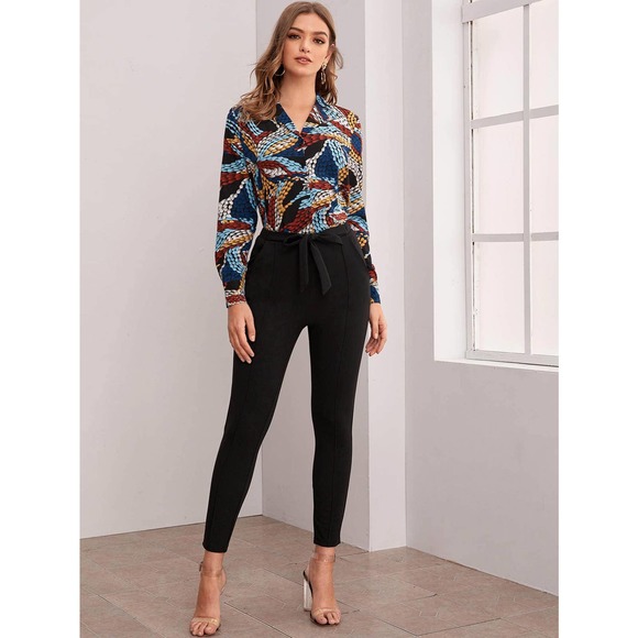 Tie Front Pocket Skinny Pants black - Picture 8 of 11